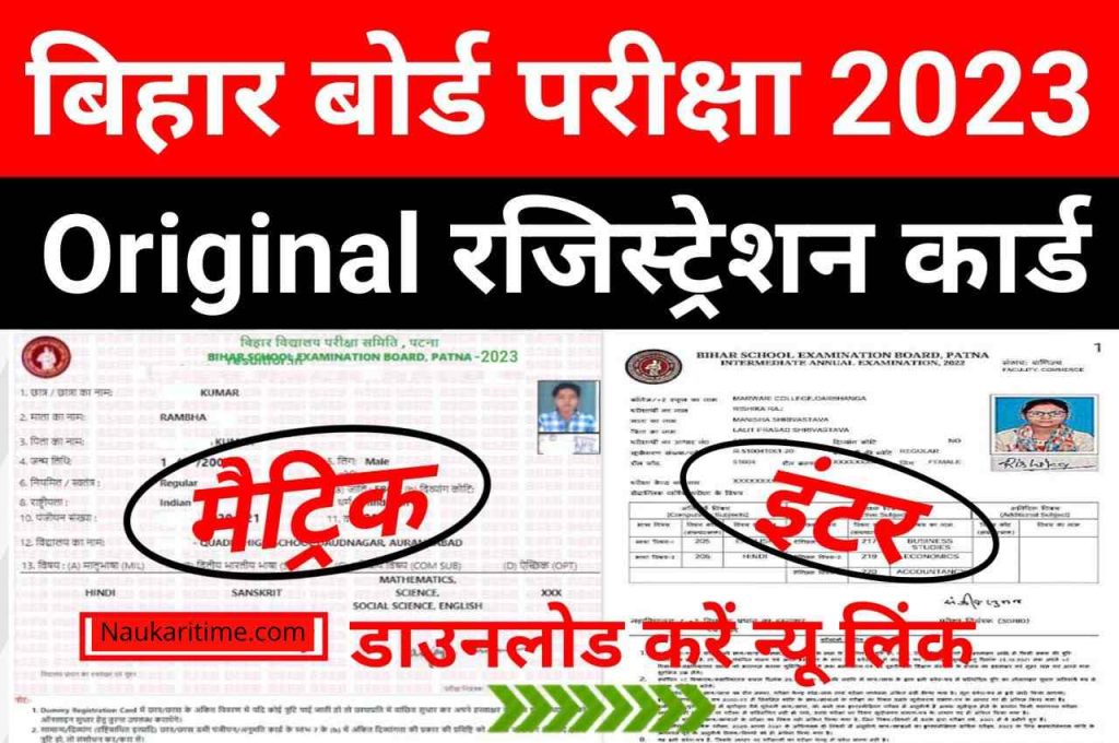 Bihar Board 10th 12th Original Registration Card