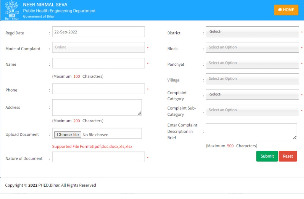 Nal Jal Yojana Complaint Online