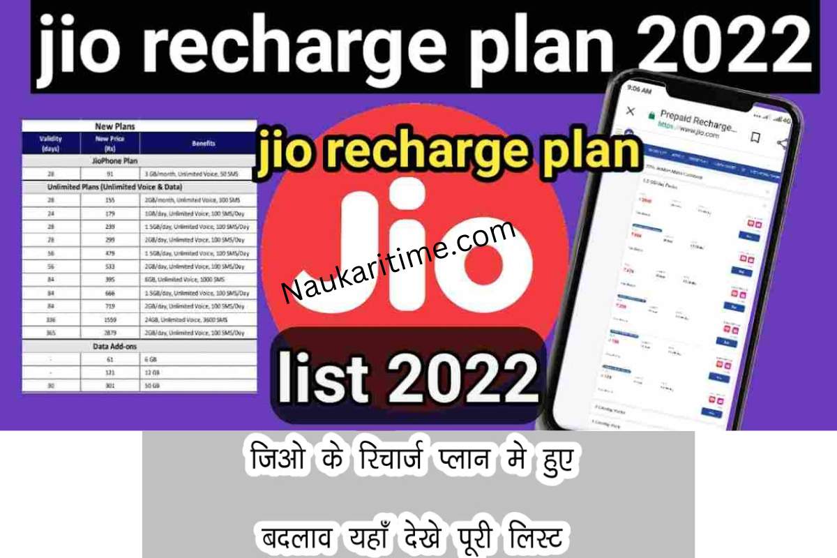 Jio recharge plan 2022