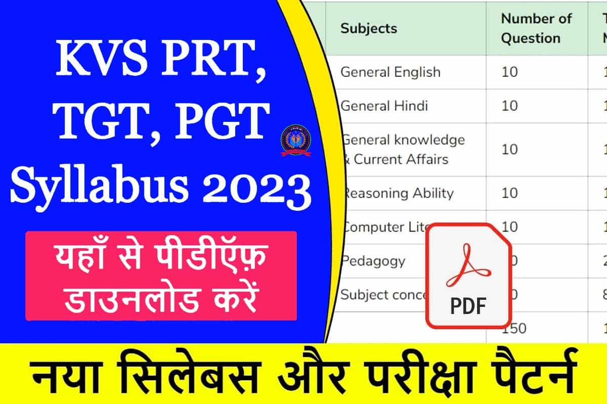 KVS PRT TGT PGT Syllabus 2023