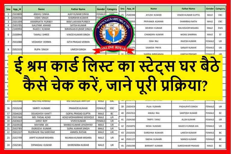 E Shram List Status 2023