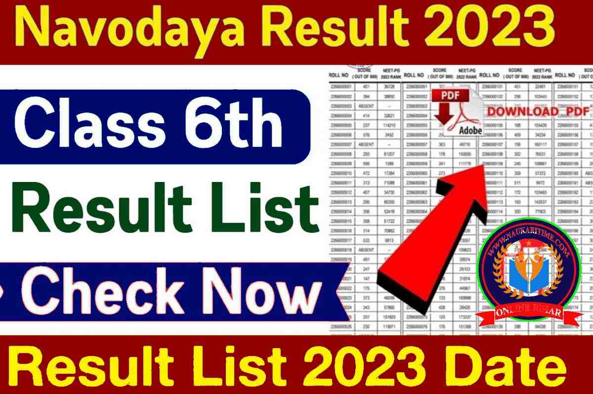 Jnv Class 6th Result Out 2023