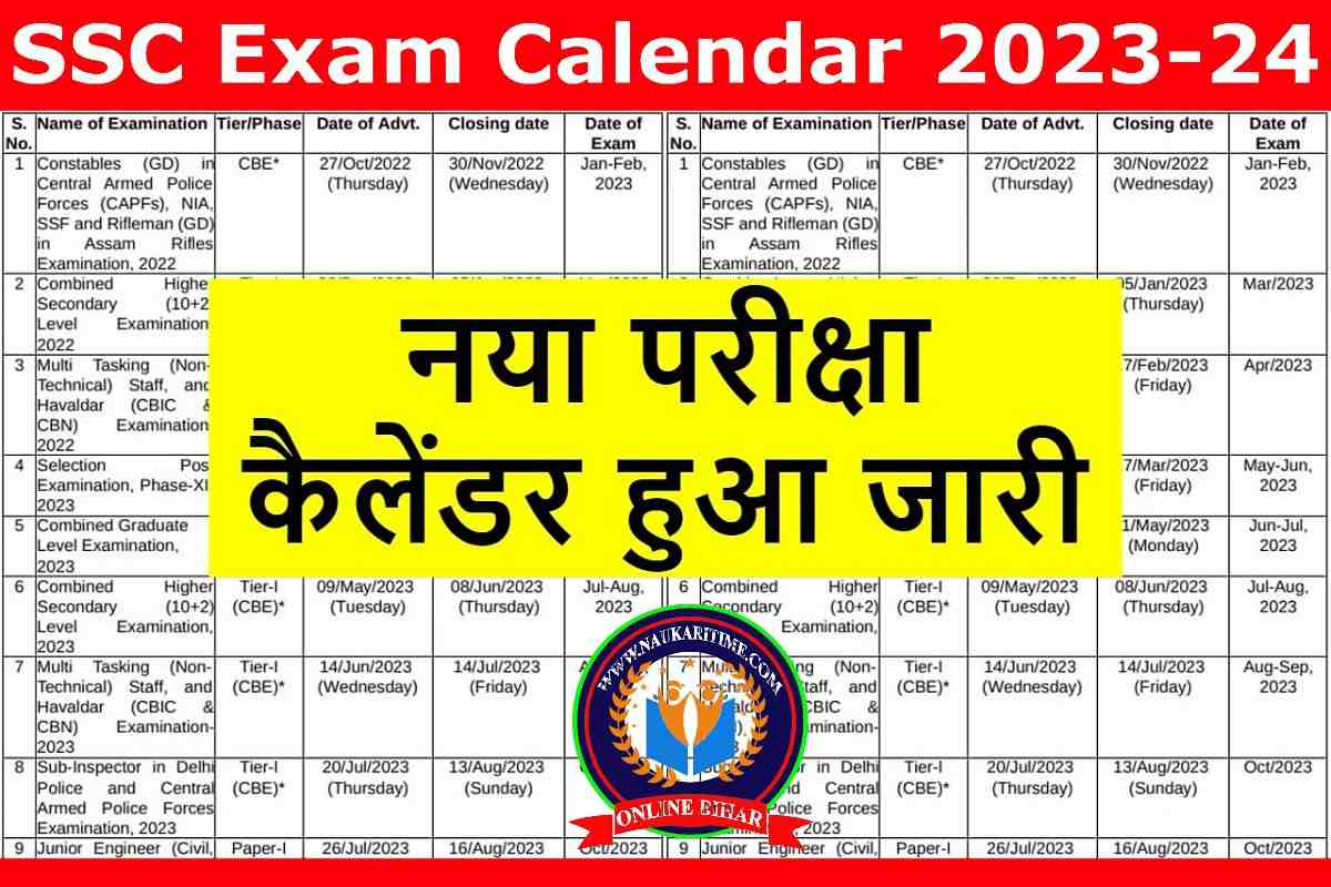 SSC Exam Calendar