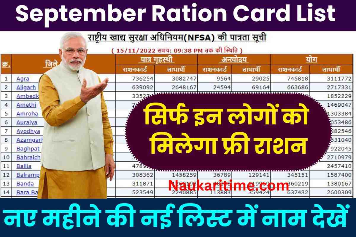 September Ration Card List