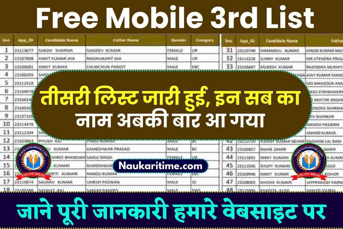 Free Mobile 3rd List 2023