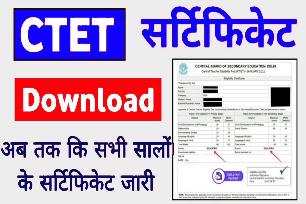 CTET Certificate Download 2023